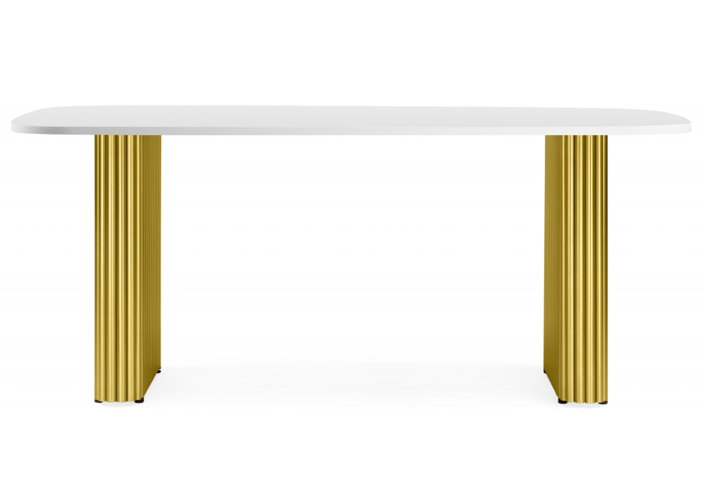 фото стол деревянный 200х90 woodville бавария b белая пленка шагрень / золото 620582 | 220svet.ru