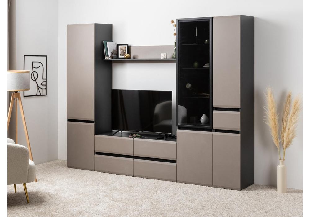 фото шкаф woodville сейдиль антрацит / веллюто капучино 594963 | 220svet.ru