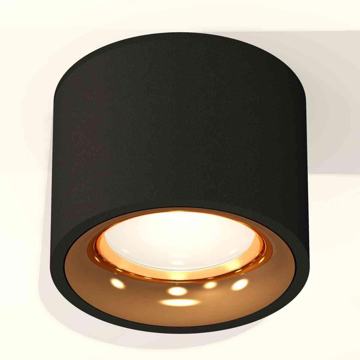 фото комплект накладного светильника ambrella light techno spot xs7511024 sbk/pyg черный песок/золото желтое полированное (c7511, n7014) | 220svet.ru