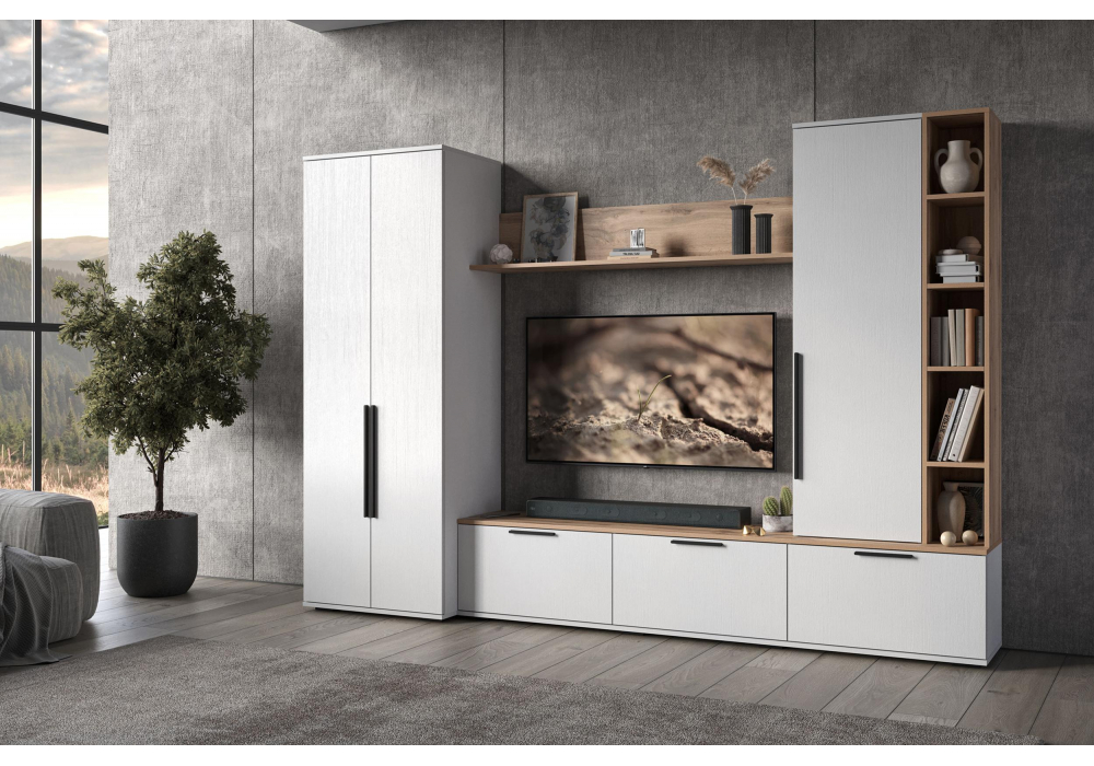 фото тв-тумба woodville филеста белый / дуб вотан 664895 | 220svet.ru