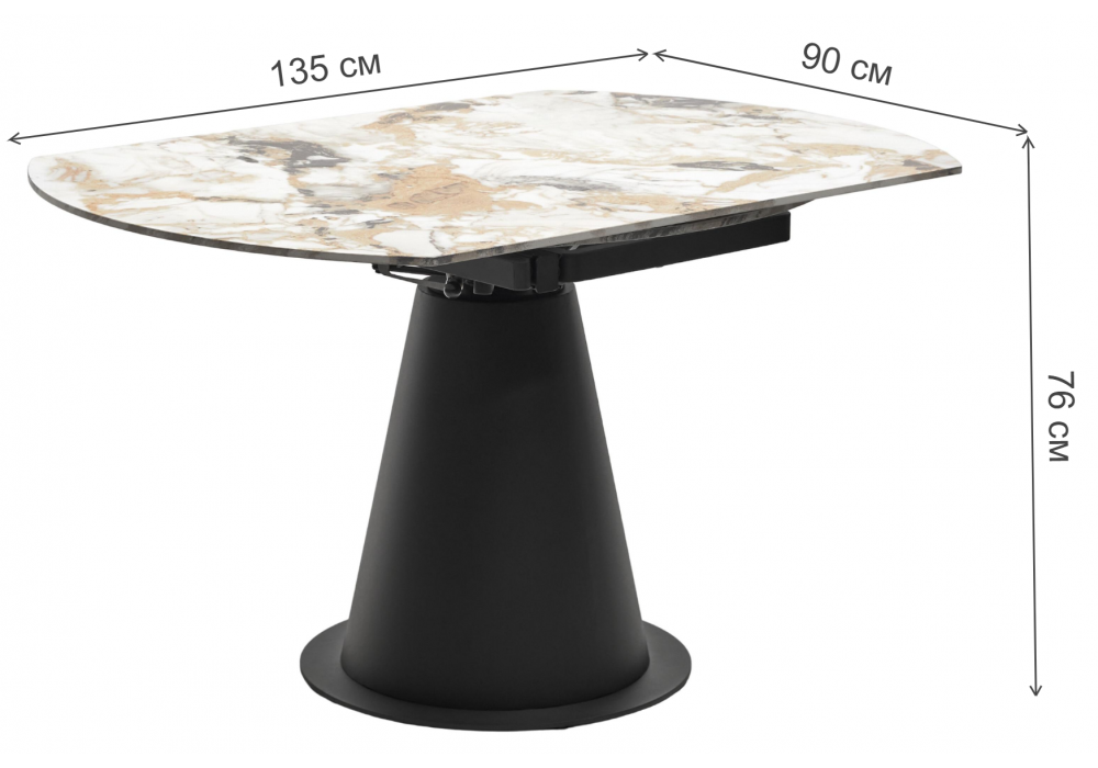 фото керамический стол раскладной woodville поворотный teramo 135 gloss grand jade solid ceramic / бронзовый 589754 | 220svet.ru