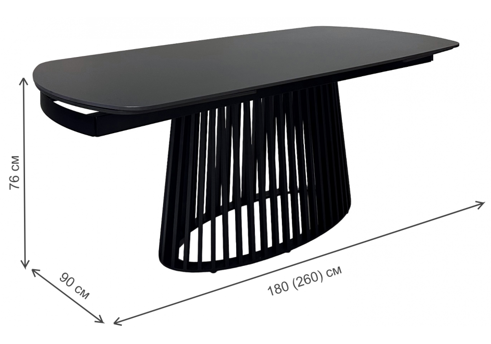 фото керамический стол раскладной woodville desio 180 керамика черный мрамор матовый pure black solid ceramic 569438 | 220svet.ru