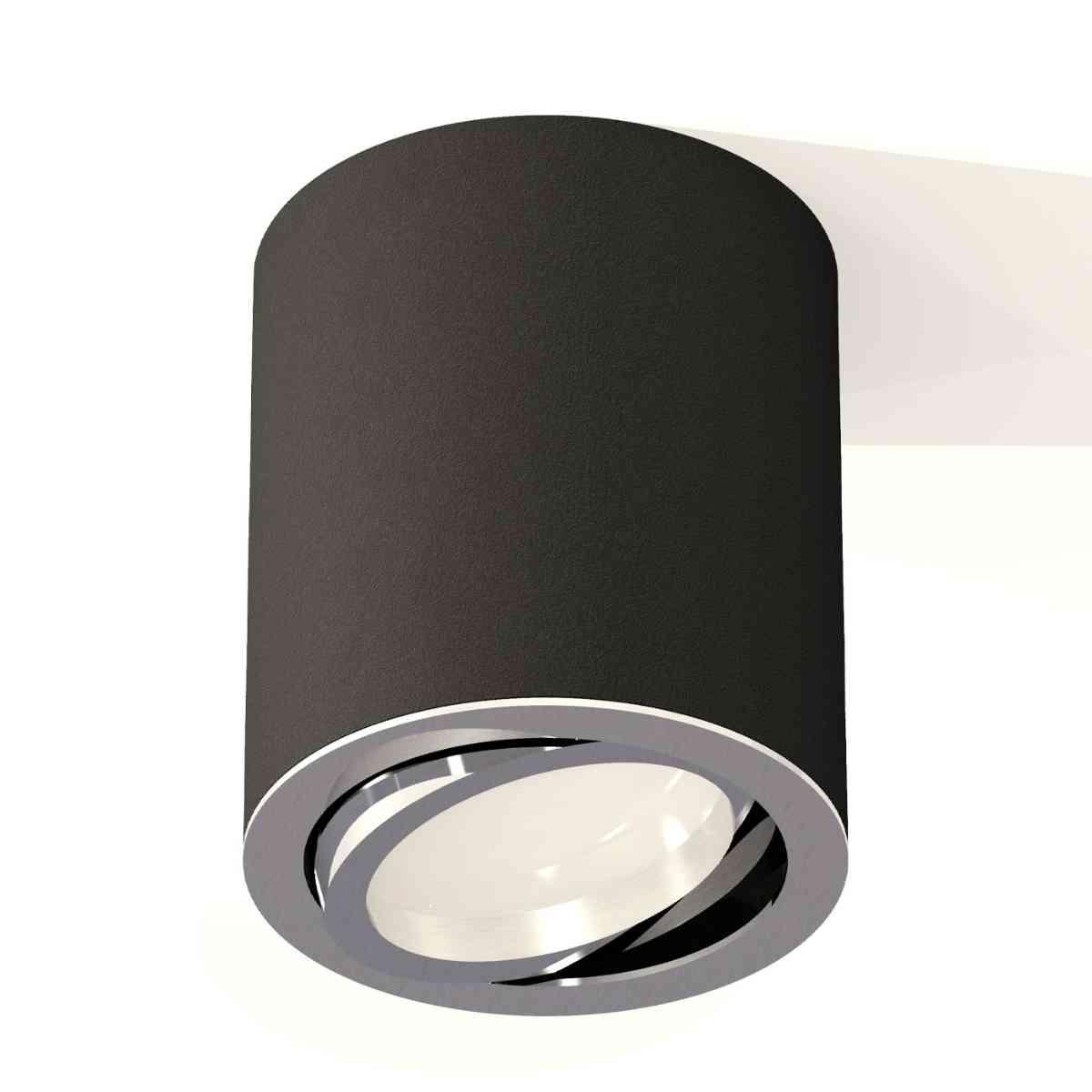 фото комплект накладного светильника ambrella light techno spot xs7422002 sbk/psl черный песок/серебро полированное (c7422, n7003) | 220svet.ru