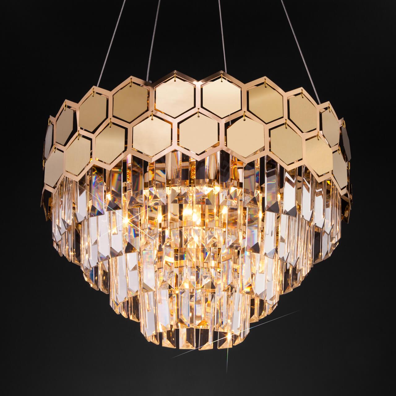 фото подвесная люстра eurosvet ariana 10124/5 золото/прозрачный хрусталь strotskis smart | 220svet.ru