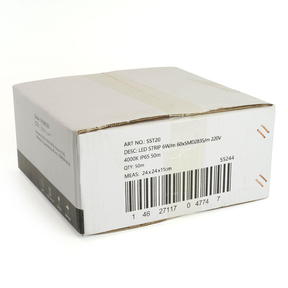 фото светодиодная влагозащищенная лента saffit 6w/m 60led/m 2835smd дневной белый 50м sst20 55244 | 220svet.ru