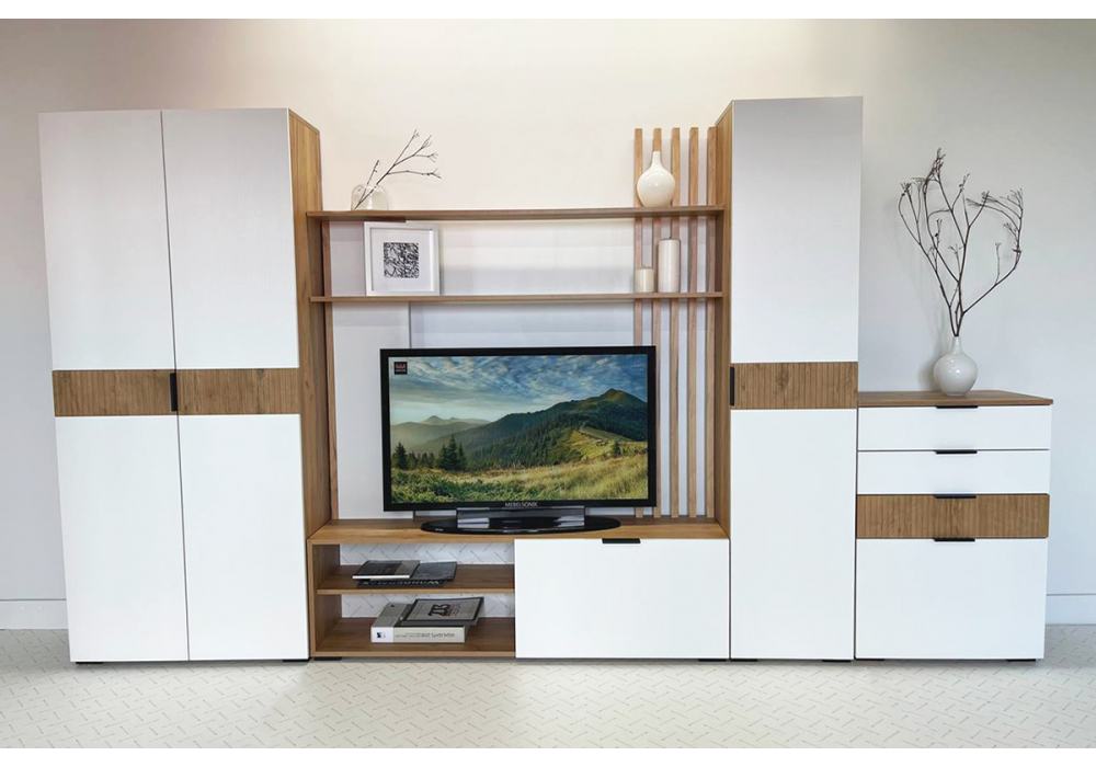 фото гостиная woodville бери дуб крафт золотой / белое дерево 570017 | 220svet.ru