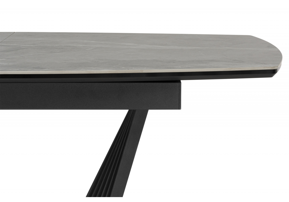 фото керамический стол раскладной 140(180)х80 woodville вейл larka grey / черный 625961 | 220svet.ru