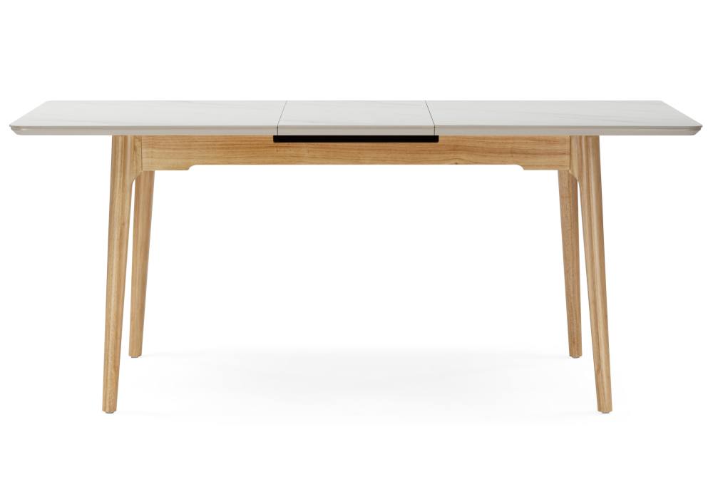 фото керамический стол раскладной 140(180)x80 woodville halmar белый спеченный камень / светлое дерево 15919 | 220svet.ru