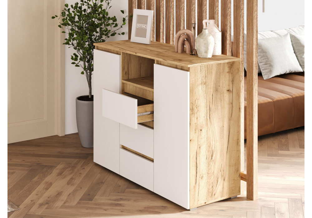 фото прихожая комплектация 1 woodville элла белый / дуб крафт золото 592507 | 220svet.ru