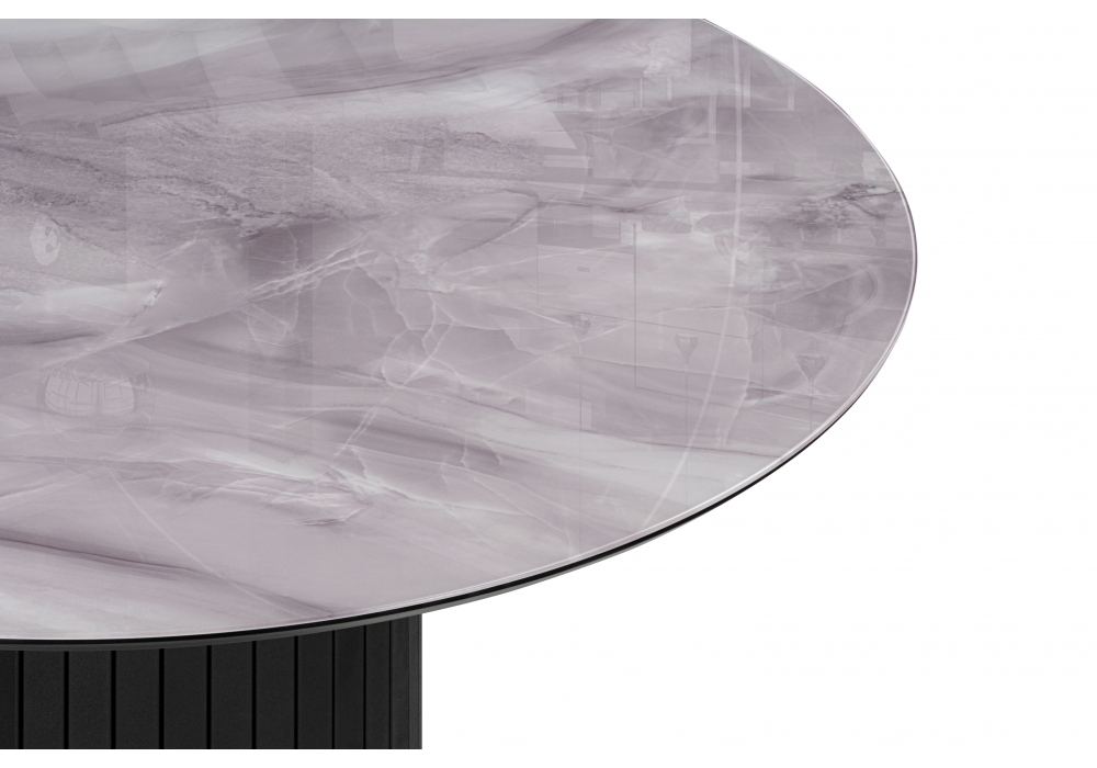 фото стол стеклянный woodville гравент 110 кристл серый мрамор / черный 625926 | 220svet.ru