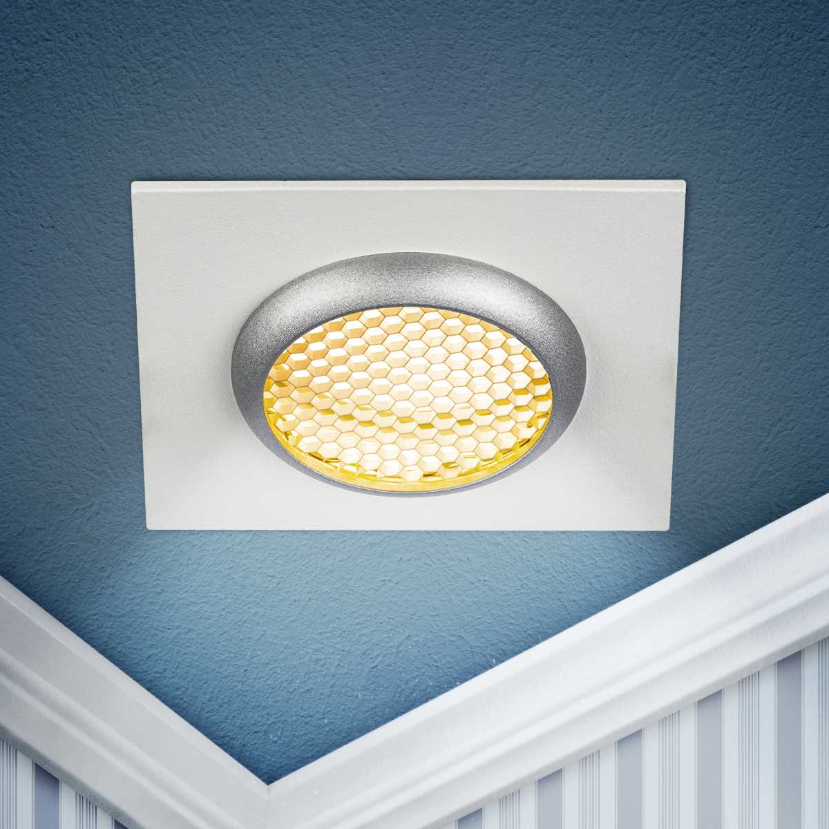 фото светильник встраиваемый алюминиевый эра kl110 wh/sl под лампу mr16 gu5.3 белый/серебро матовый б0061532 | 220svet.ru