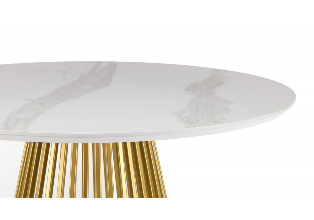 фото керамический стол woodville нэнси 110 patagonoa bianco repose / золото 625598 | 220svet.ru