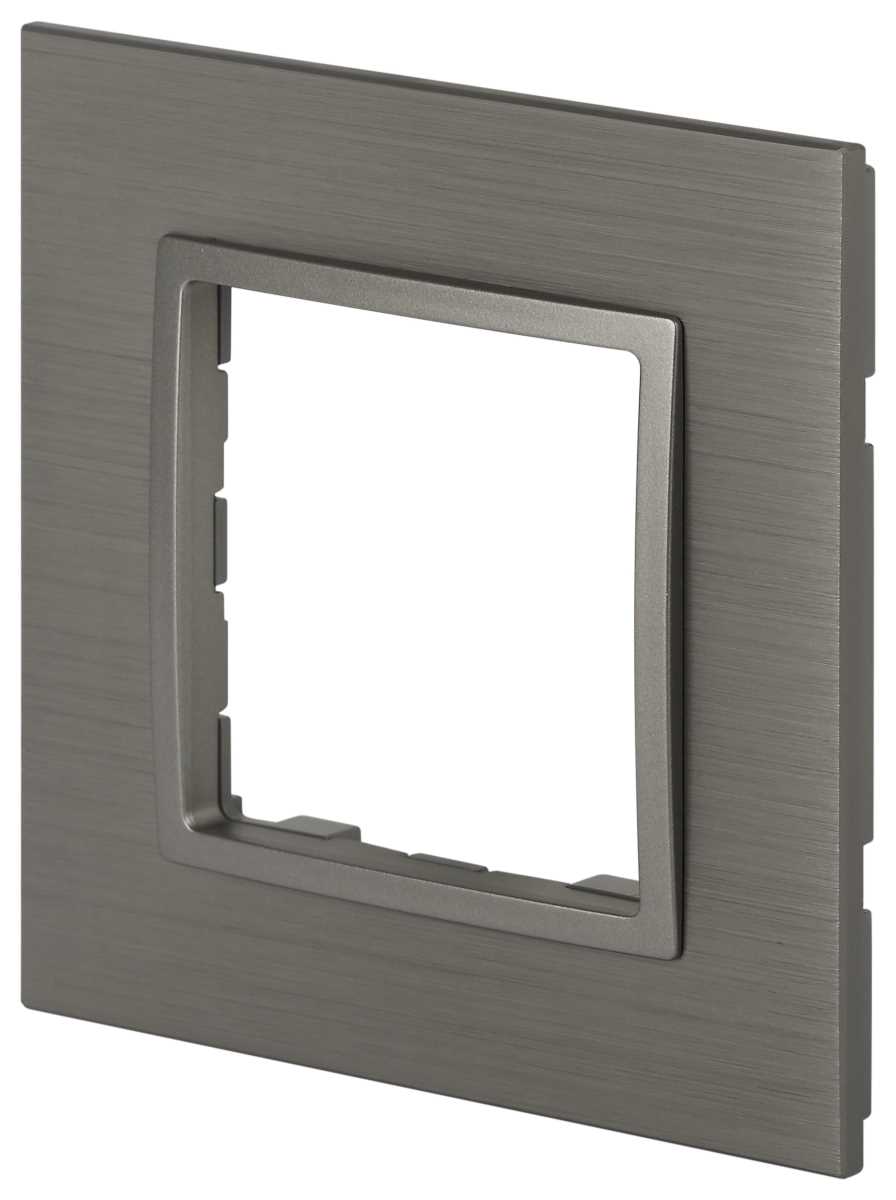 фото рамка для розеток и выключателей эра elegance 14-5201-16 на 1 пост, металл, титан б0065842 | 220svet.ru