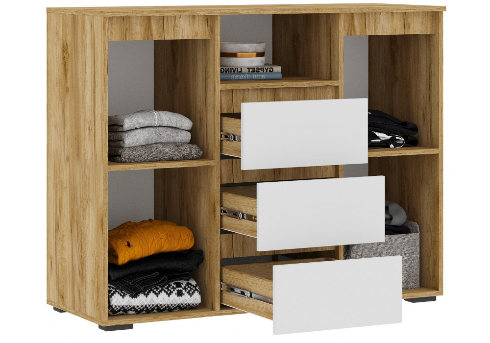 фото прихожая комплектация 1 woodville элла белый / дуб крафт золото 592507 | 220svet.ru