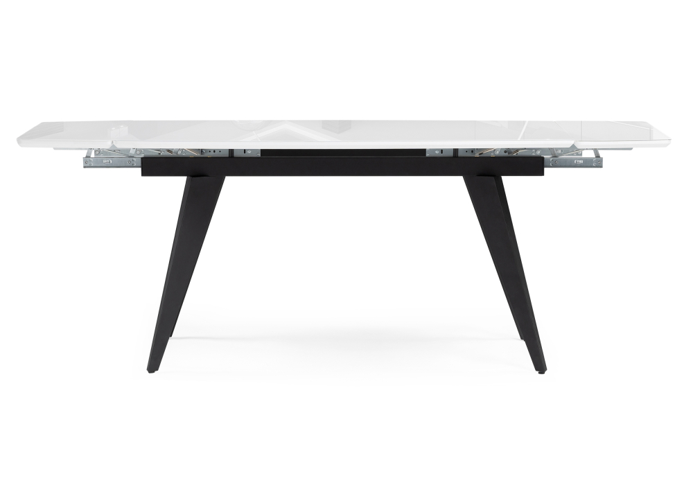 фото стол стеклянный woodville элис 140(200)х80 белый / черный 516554 | 220svet.ru