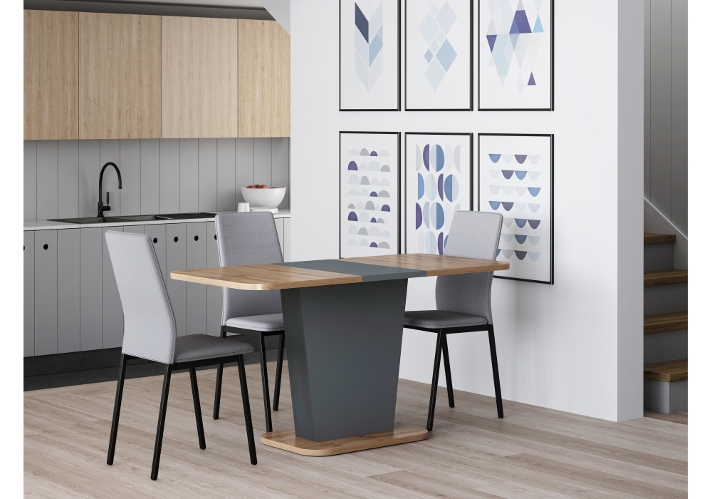 фото стол деревянный woodville лурвин дуб вотан / графит 514757 | 220svet.ru