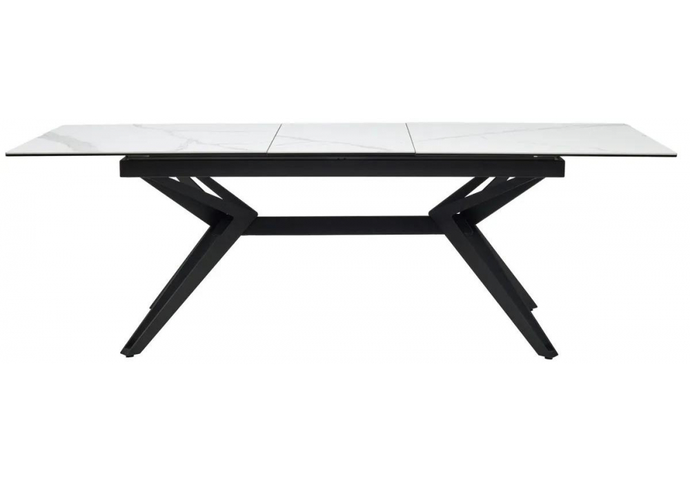 фото стеклянный стол раскладной woodville urbino 180 керамика matte statuario белый мрамор матовый / черный 539687 | 220svet.ru