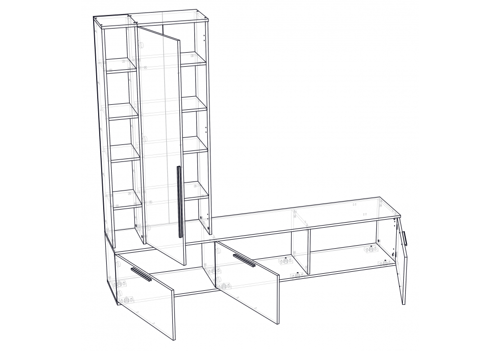 фото готовая гостиная комплектация 1 woodville филеста белый / дуб вотан 664934 | 220svet.ru