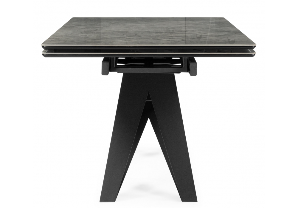 фото керамический стол раскладной 160(220)х89 woodville блэкберн серый мрамор baolai / черный 625941 | 220svet.ru