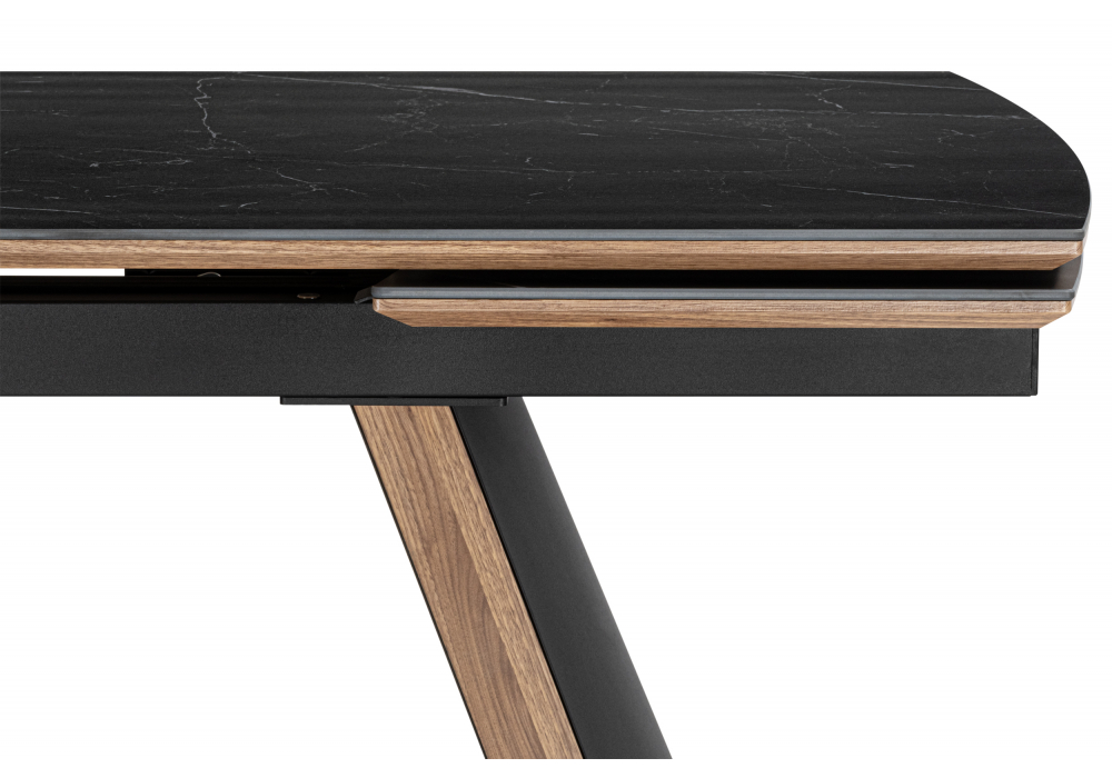 фото керамический стол раскладной 180(260)x90 woodville симмонс shakespeare black / черный 621516 | 220svet.ru