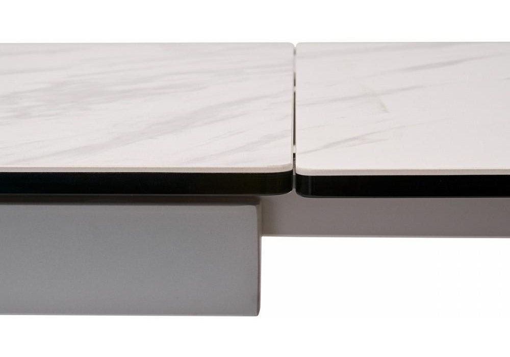 фото керамический стол раскладной woodville belluno 160 marbles kl-99 белый мрамор матовый итальянская керамика / белый каркас 368763 | 220svet.ru