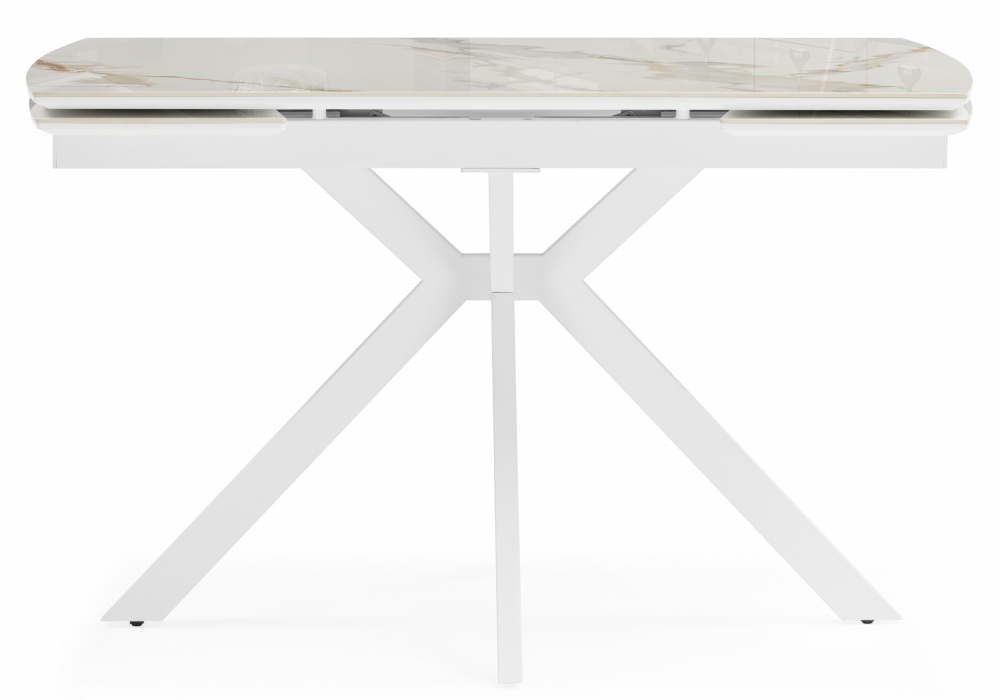 фото керамический стол раздвижной 120(180)x80 woodville катчел-2 calacatta gold / белый 632671 | 220svet.ru