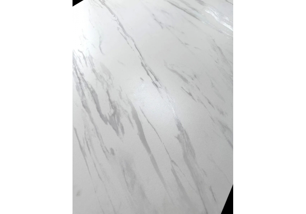 фото стеклянный  стол раскладной woodville vasto 180 итальянская керамика marbles kl-99 белый мрамор матовый / черный 539688 | 220svet.ru
