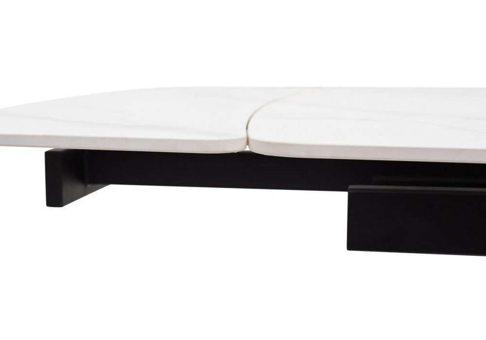 фото стол раскладной woodville rivoli matt white marble sintered stone / black 493170 | 220svet.ru