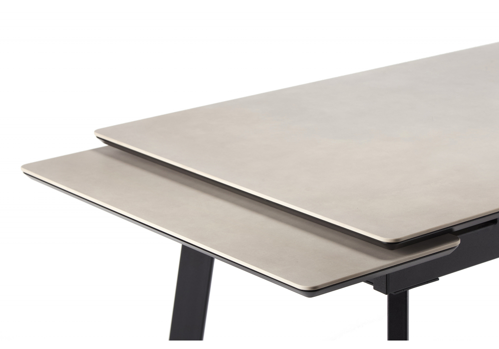 фото керамический стол раскладной 140(200)х80 woodville норман carmen light grey / черный 625826 | 220svet.ru