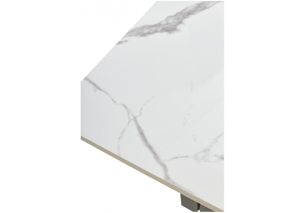 фото керамический стол раскладной woodville estebio 160 gloss statuario white solid ceramic / серый металлик 593891 | 220svet.ru
