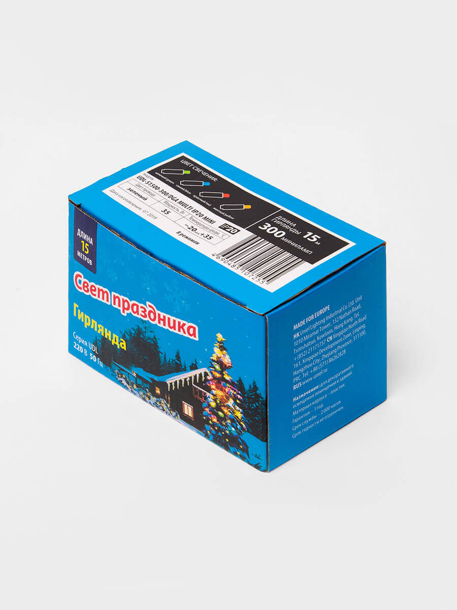 фото светодиодная гирлянда uniel 220v разноцветный udl-s1500-300/dga multi ip20 mini ul-00003946 | 220svet.ru