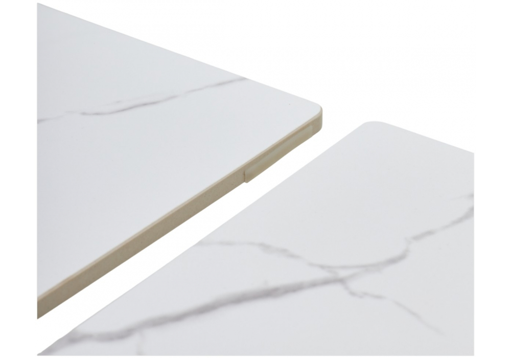 фото керамический стол раскладной woodville estebio 160 gloss statuario white solid ceramic / серый металлик 593891 | 220svet.ru