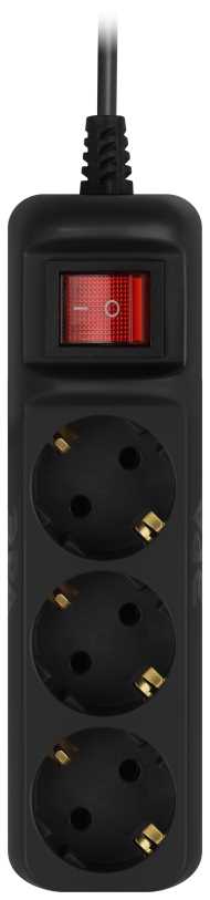 фото удлинитель электрический эра ux-3es-1,5m-b с заземлением с выключателем 3 розетки 1,5 м пвс 3x0,75мм2 черный б0057727 | 220svet.ru