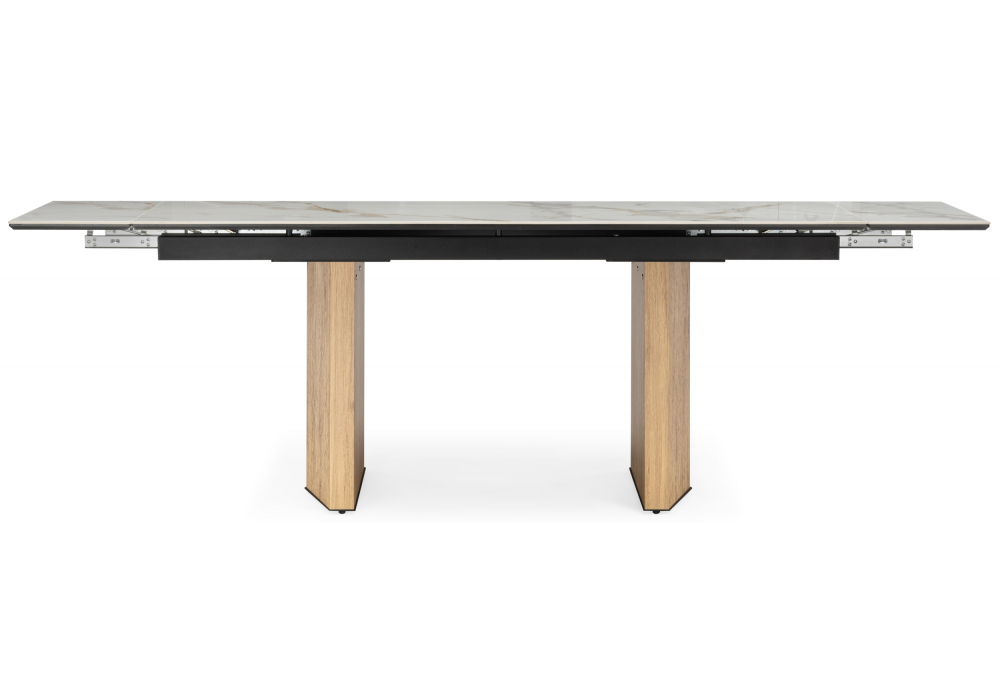 фото керамический стол раскладной 180(240)x90 woodville монерон calacatta gold / дуб монтана 621194 | 220svet.ru