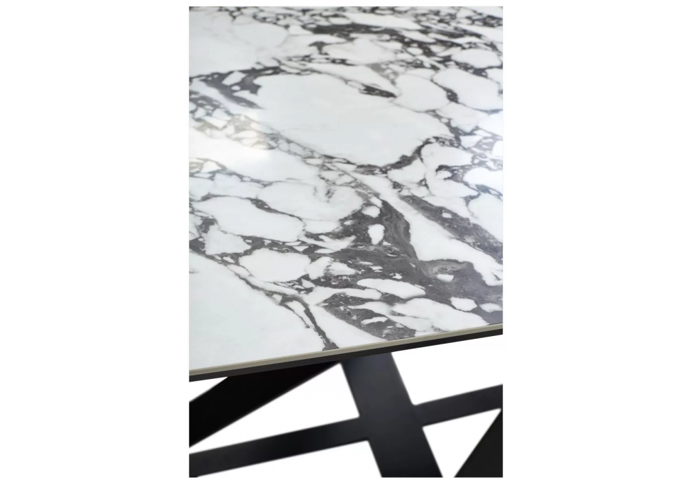 фото керамический стол раскладной woodville vicenza 180 gloss bulgari white / черный 589755 | 220svet.ru