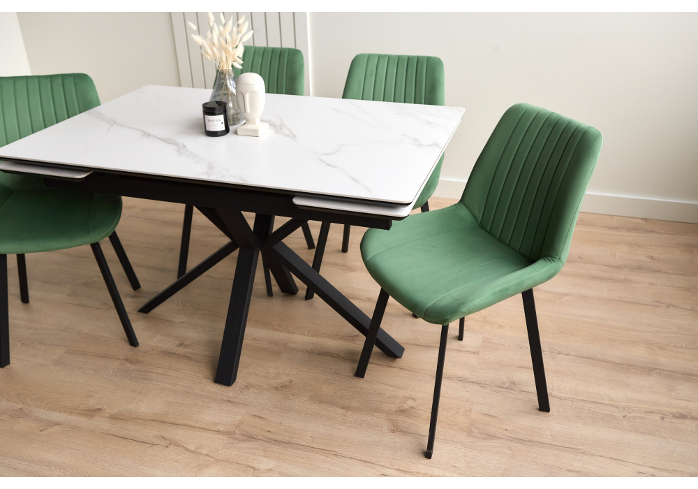 фото керамический стол раскладной 120(180)х80 woodville старлайт snow alpin / черный 622888 | 220svet.ru