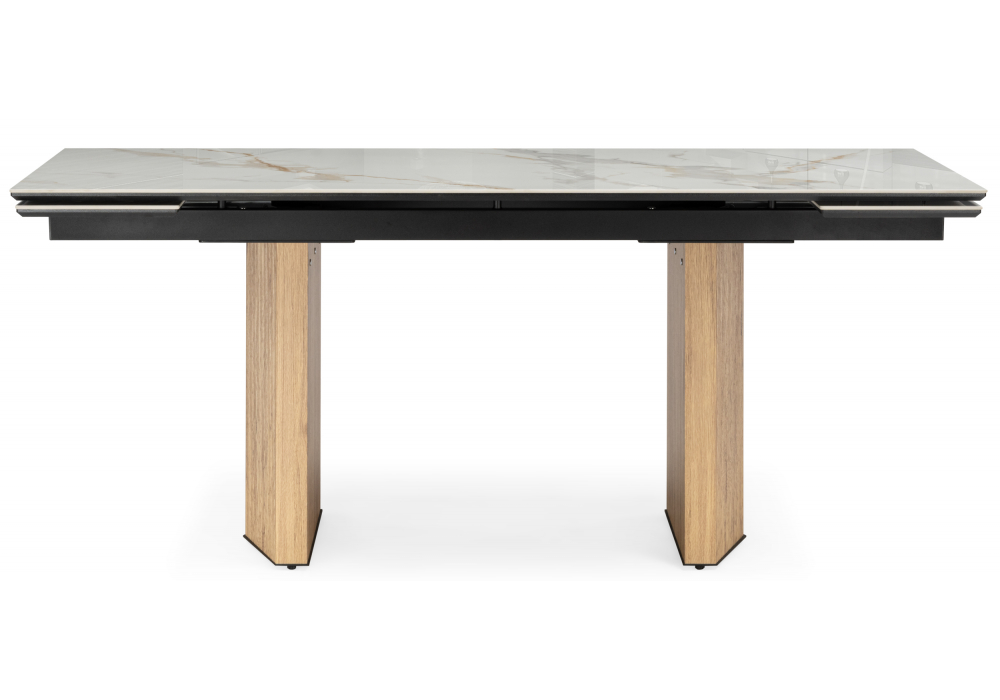 фото керамический стол раскладной 180(240)x90 woodville монерон calacatta gold / дуб монтана 621194 | 220svet.ru