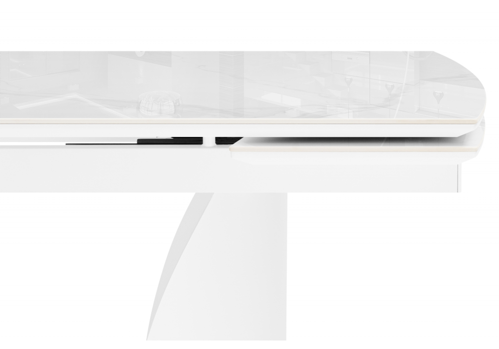 фото керамический стол раскладной 180(240)x90 woodville готланд statuario titan gloss / белый 621515 | 220svet.ru
