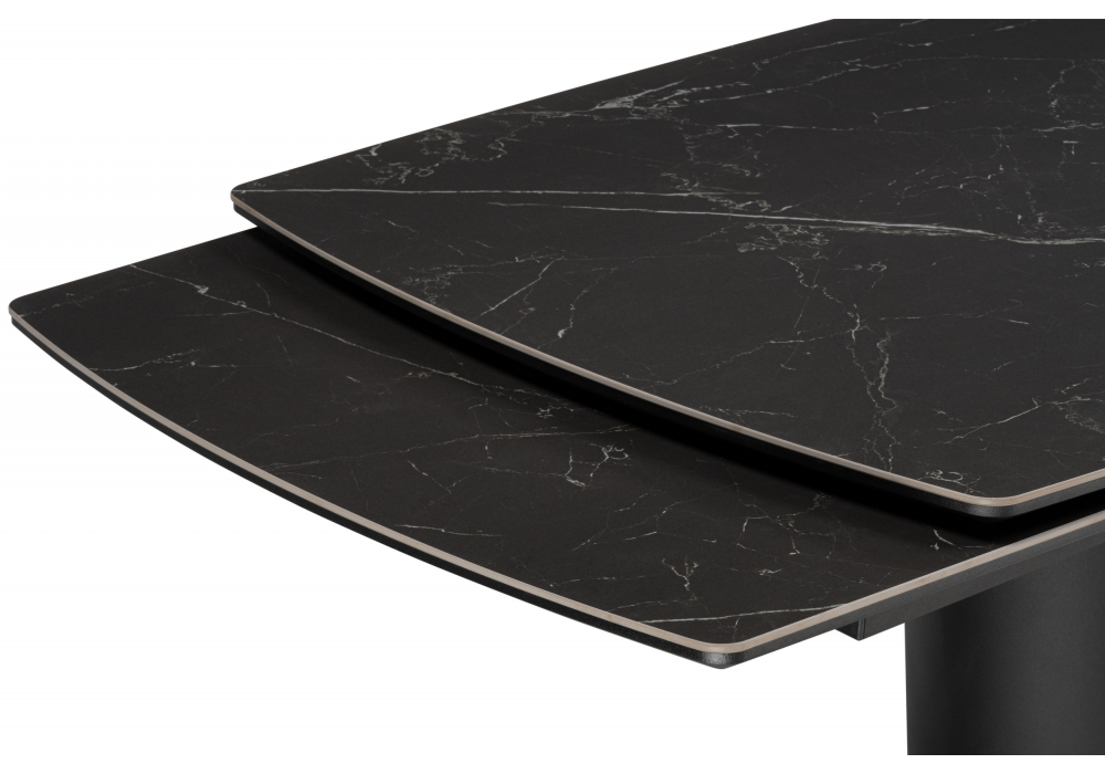 фото керамический стол раскладной 180(220)x90 woodville бовер  черный мрамор дуб натуральный 631623 | 220svet.ru